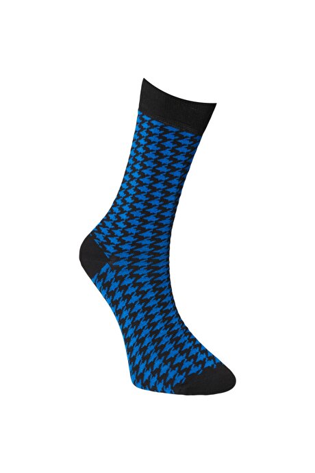 Desenli Siyah-Saks Çorap resmi
