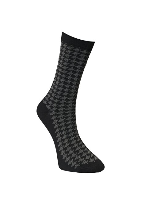 Desenli Siyah-Füme Çorap resmi