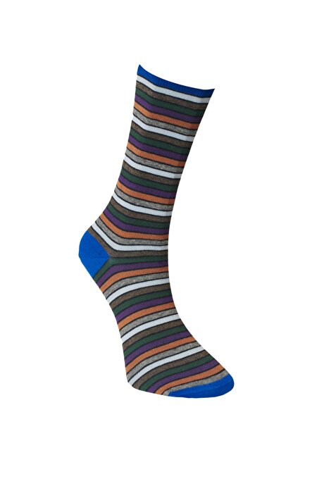 Desenli Saks-Lacivert Çorap resmi