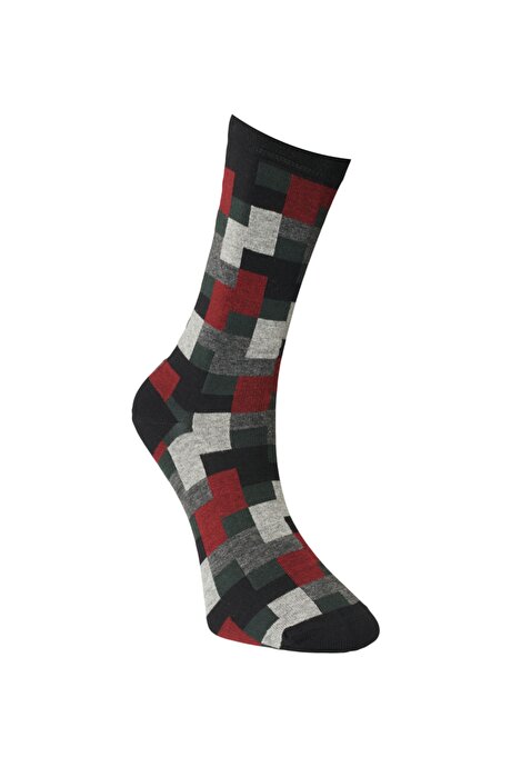 Desenli Siyah-Gri Çorap resmi