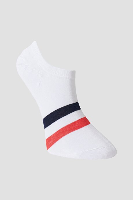 4'lü Desenli Lacivert-Beyaz-Kırmızı Çorap resmi