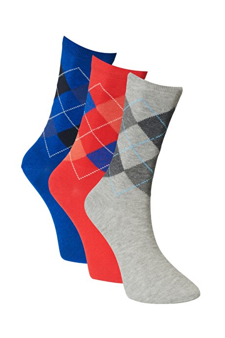 Desenli 3'lü Karışık Çorap resmi