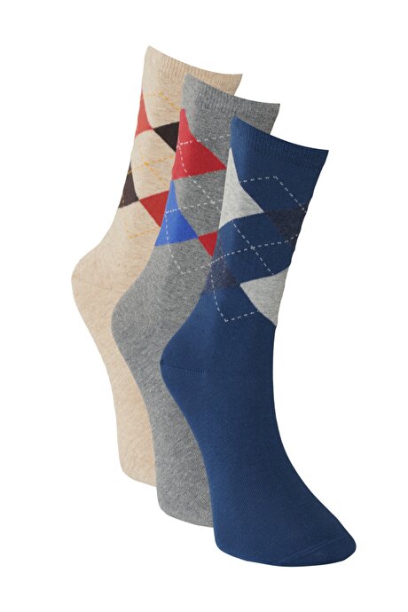 3'lü Paket Bej-Gri Çorap resmi