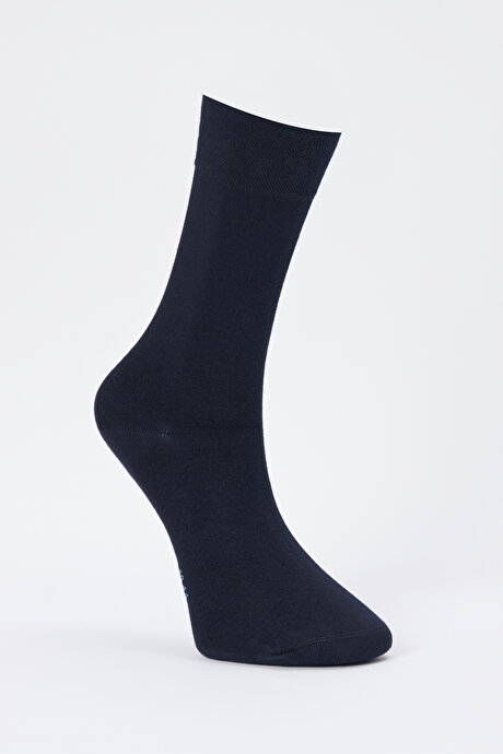 Tekli Bambulu Soket Lacivert Çorap resmi