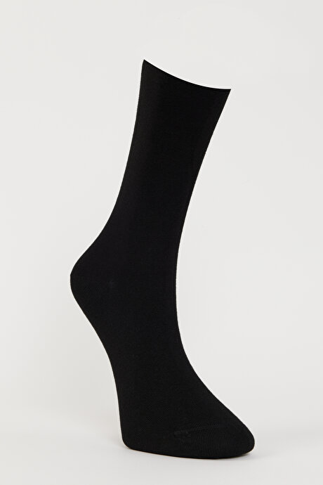 Tekli Bambulu Diz Altı Siyah Çorap resmi