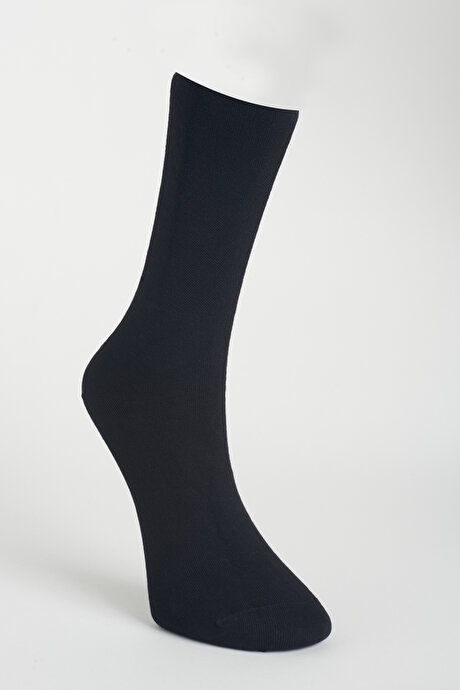 Tekli Bambulu Lastiksiz İz Yapmayan Siyah Çorap resmi