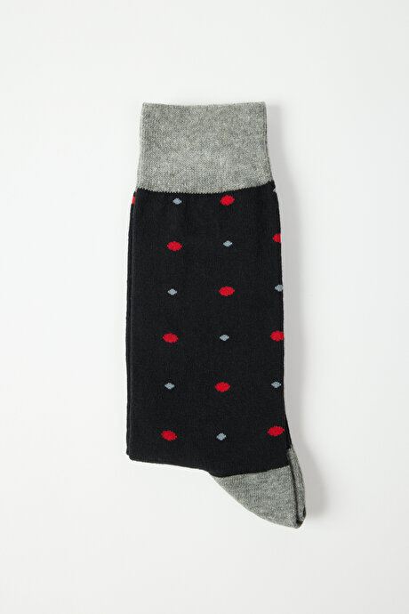 Desenli Soket Siyah-Gri Çorap resmi