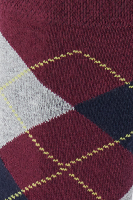 Desenli Soket Bordo-Lacivert Çorap resmi