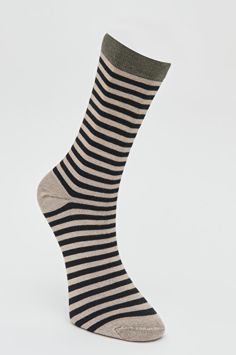 Tekli Bambulu Soket Kahve-Siyah Çorap resmi