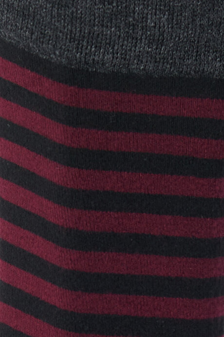 Tekli Bambulu Soket Siyah-Bordo Çorap resmi