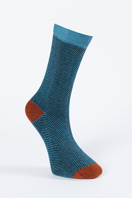 Desenli Soket Petrol-Lacivert Çorap resmi