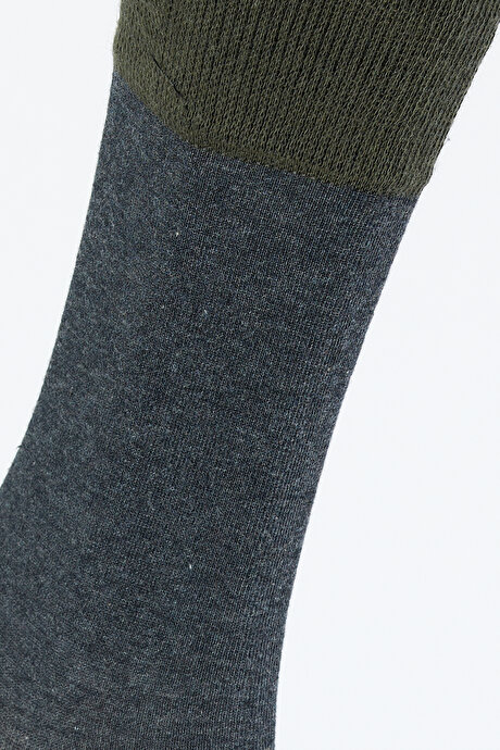 Desenli Tekli Soket Antrasit Hardal Çorap resmi