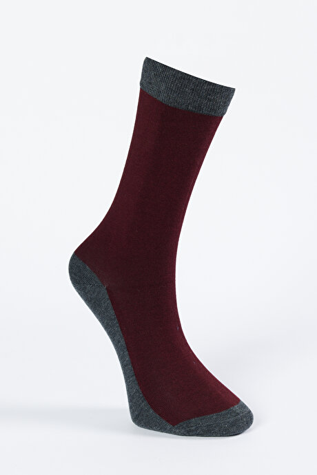 Desenli Tekli Soket Bordo-Antrasit Çorap resmi