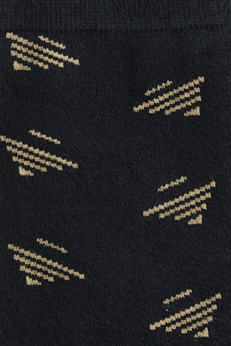Desenli Tekli Soket Lacivert-Bej Çorap resmi