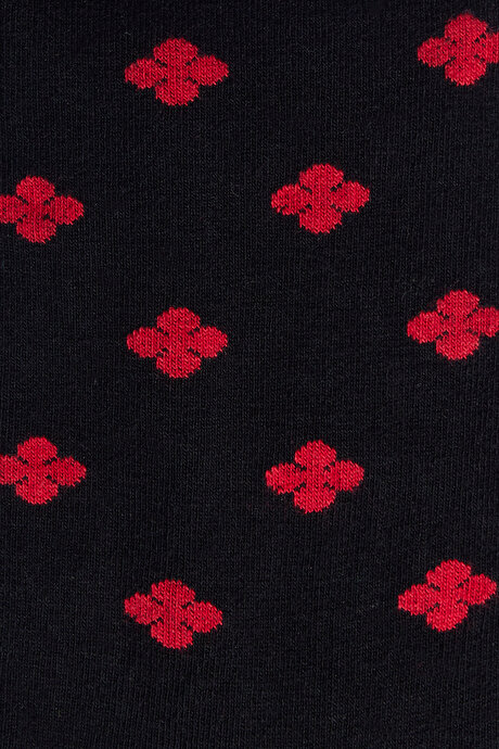 Tekli Bambulu Soket Siyah-Kırmızı Çorap resmi