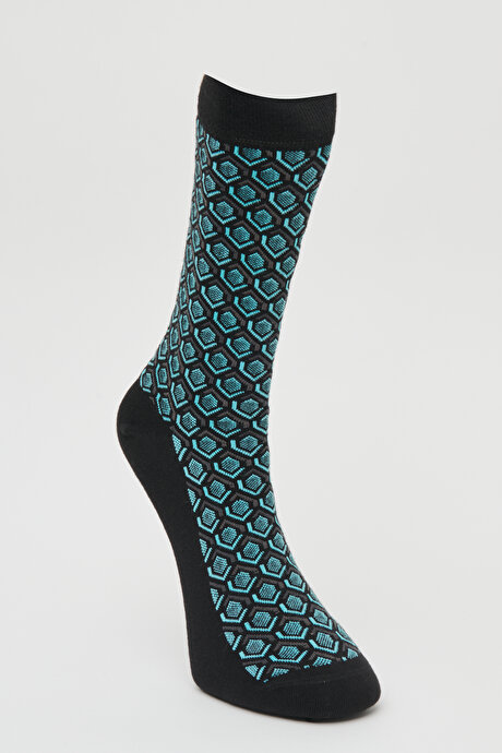 Desenli Tekli Soket Siyah-Antrasit Çorap resmi