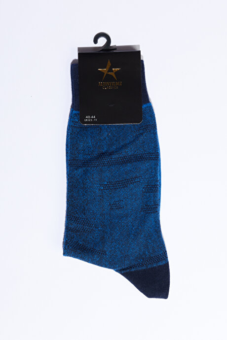 Desenli Tekli Soket Mavi-Lacivert Çorap resmi