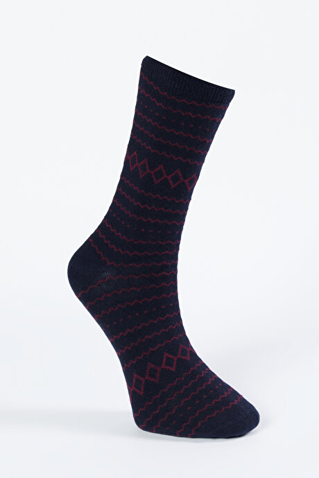 Desenli Tekli Soket Lacivert Çorap resmi