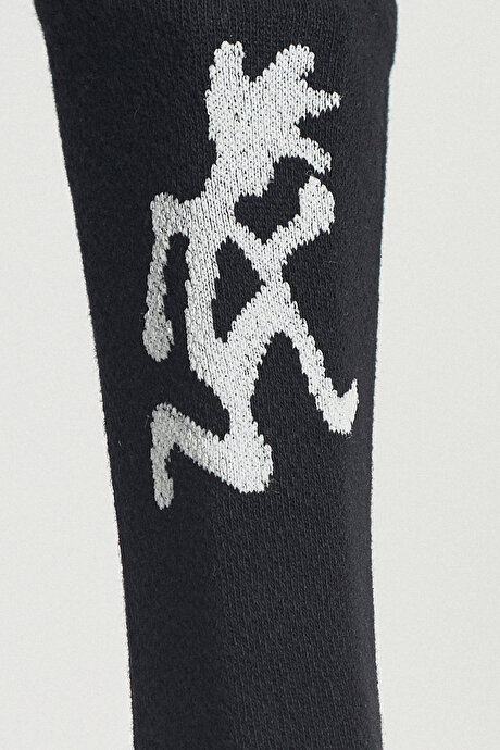Desenli 2'li Soket Siyah-Beyaz Çorap resmi