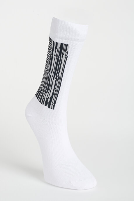 Desenli 3'lü Soket Siyah-Lacivert-Beyaz Çorap resmi