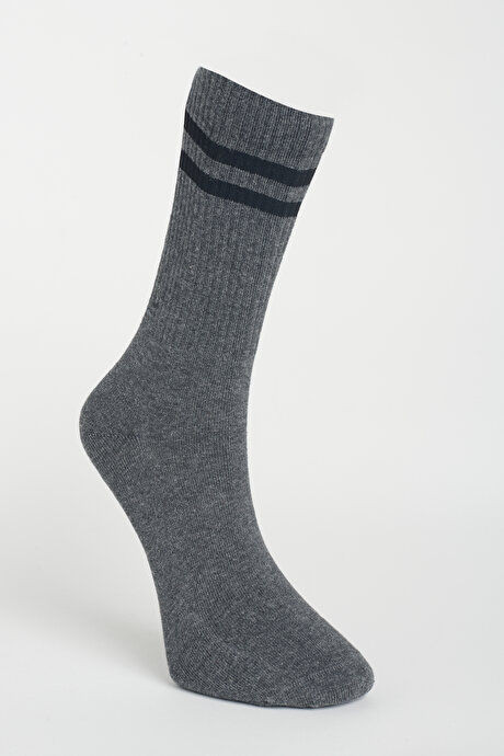 Desenli 3'lü Soket Siyah-Beyaz-Gri Çorap resmi