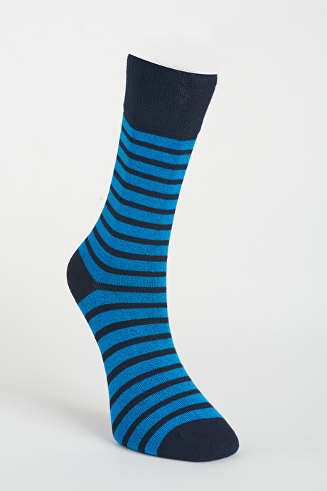 Desenli Bambulu 5'li Soket Siyah-Lacivert Çorap resmi