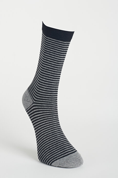 Desenli 5'li Soket Siyah-Haki Çorap resmi