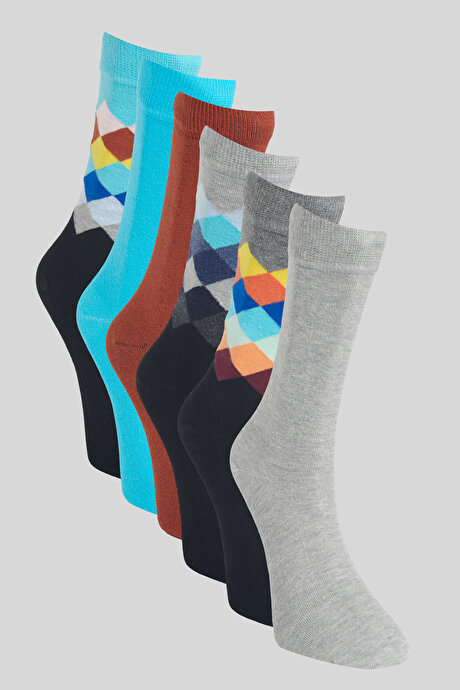 Desenli 6'lı Soket Karışık Çorap resmi