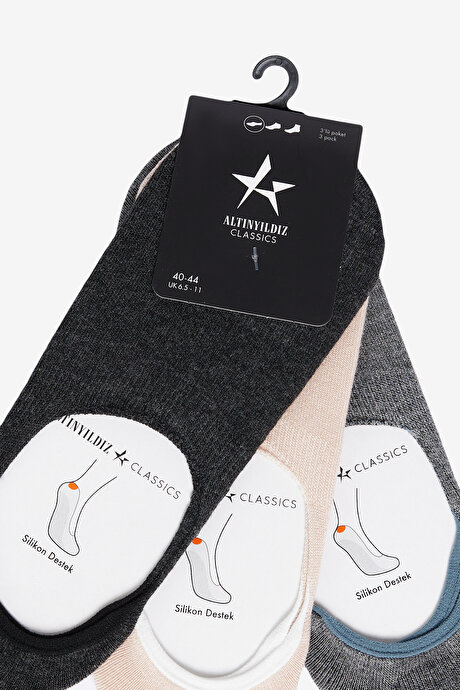 3'lü Babet GRI-ANTRASIT-BEJ Çorap resmi