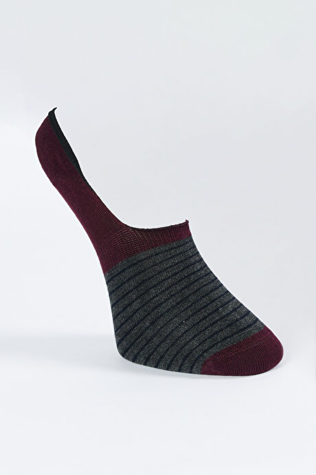 Desenli Tekli Babet Antrasit-Bordo Çorap resmi