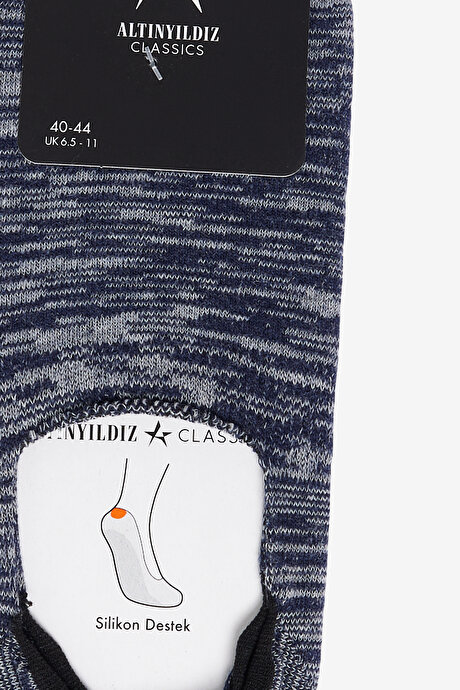 Desenli Tekli Babet Gri-Lacivert Çorap resmi