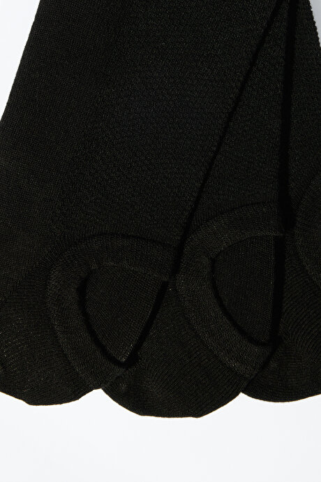 3'lü Bambu Kaydırmaz Topuk Silikonlu Sneaker Siyah Çorap resmi