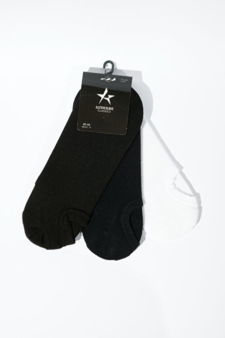3'lü Bambulu Sneaker Siyah-Lacivert-Beyaz Çorap resmi
