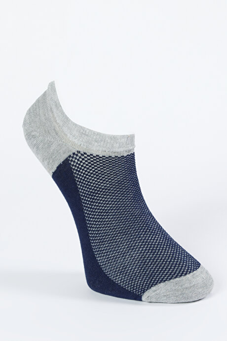 Tekli Bambulu Sneaker Gri-Lacivert Çorap resmi