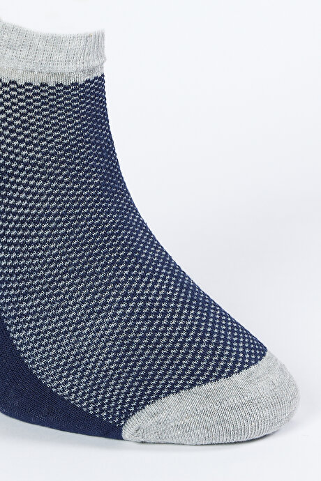Tekli Bambulu Sneaker Gri-Lacivert Çorap resmi