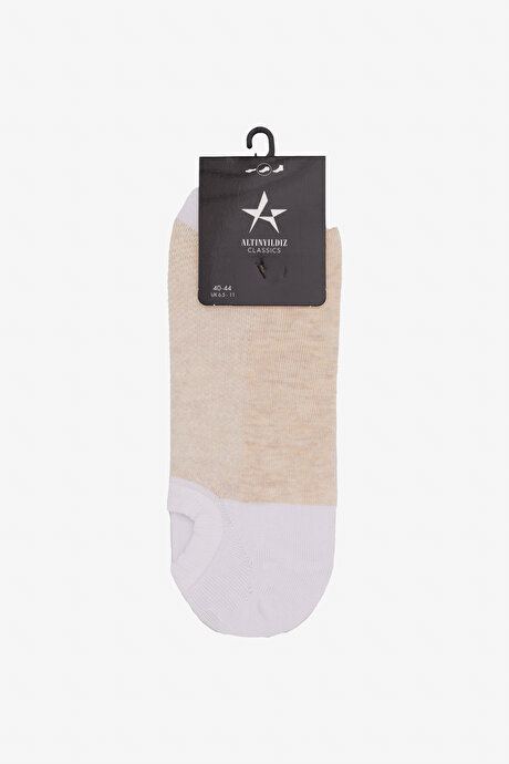Tekli Bambulu Sneaker Beyaz-Bej Çorap resmi