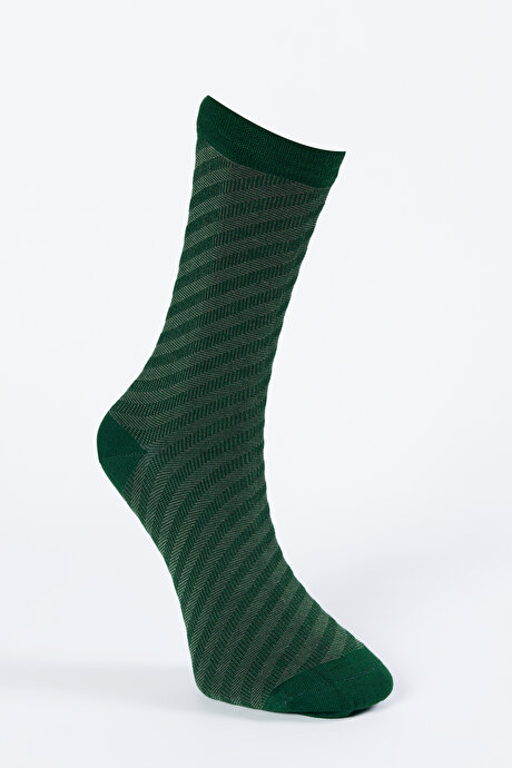Tekli Bambulu Desenli Yeşil Çorap resmi