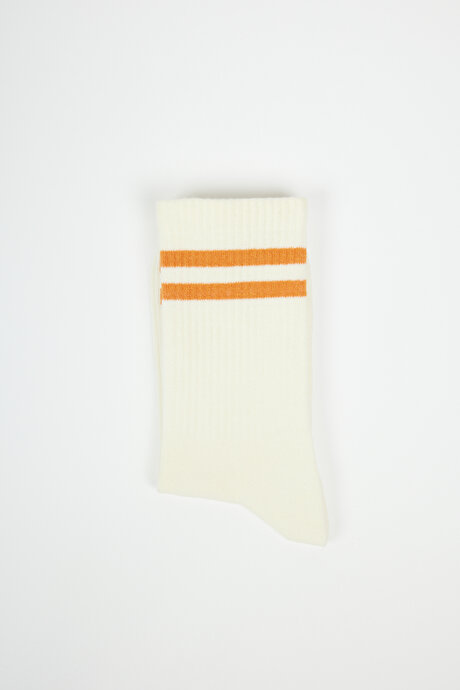 Desenli 3'lü Soket Ekru Çorap resmi