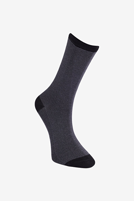Desenli Bambulu Soket Antrasit-Siyah Çorap resmi