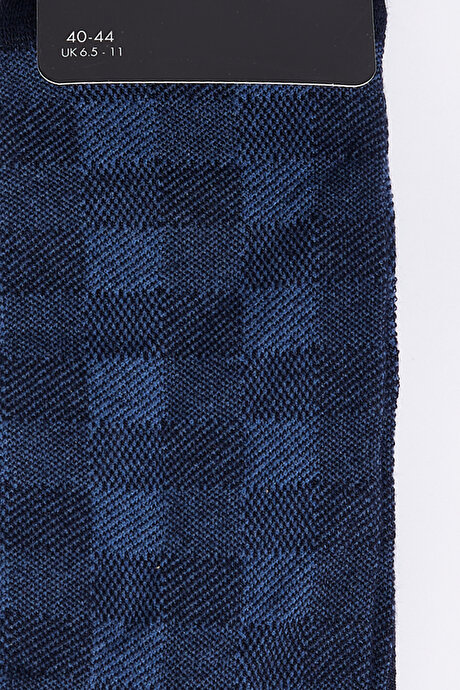 Desenli Bambulu Soket Lacivert-Mavi Çorap resmi