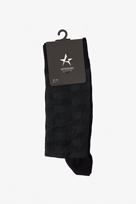Desenli Bambulu Soket Siyah-Gri Çorap resmi