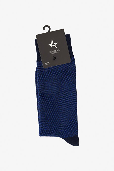 Desenli Bambulu Soket Lacivert-Mavi Çorap resmi