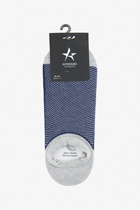 Desenli Tekli Sneaker Gri-Lacivert Çorap resmi