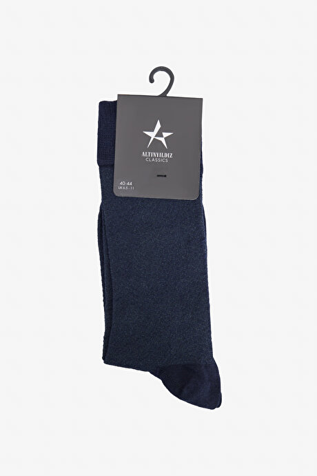Desenli Tekli Lacivert Çorap resmi