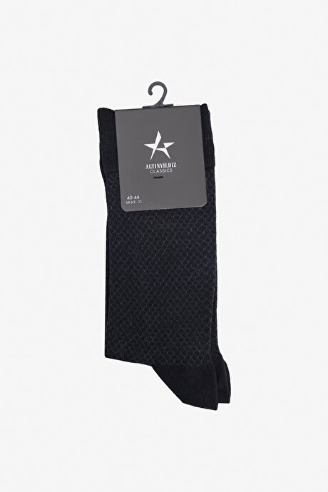 Desenli Tekli Siyah-Gri Çorap resmi