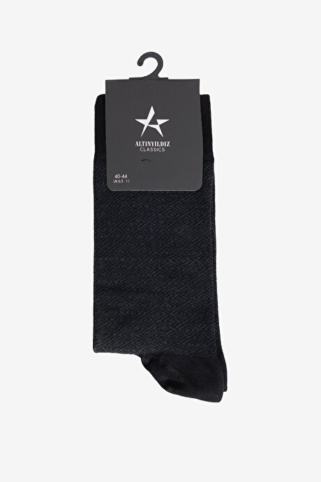 Desenli Tekli Siyah-Gri Çorap resmi