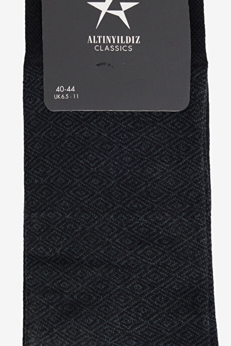 Desenli Tekli Siyah-Gri Çorap resmi