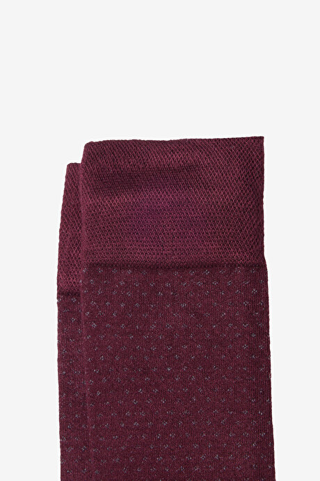 Yumuşak Dokulu Desenli Tekli Bordo Çorap resmi