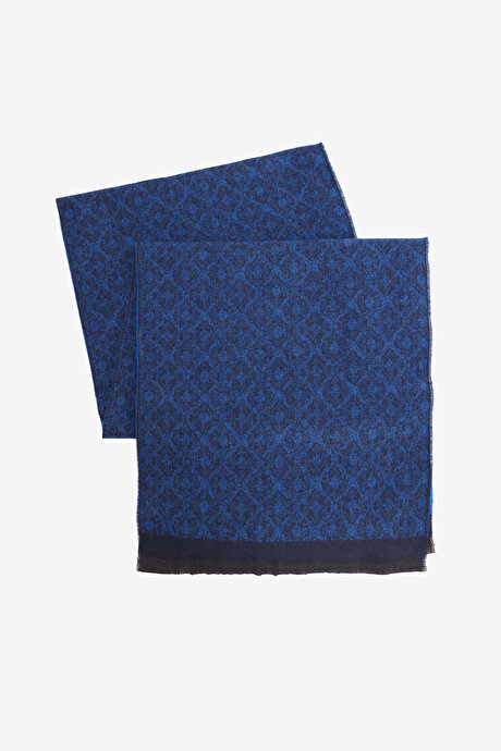 Desenli Standart Fit Lacivert-Mavi Atkı resmi