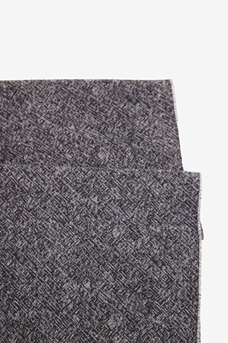 Desenli Standart Fit Siyah-Gri Atkı resmi